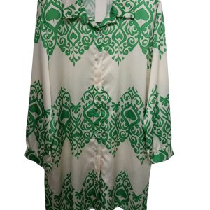 Blusa verde y blanca estampada